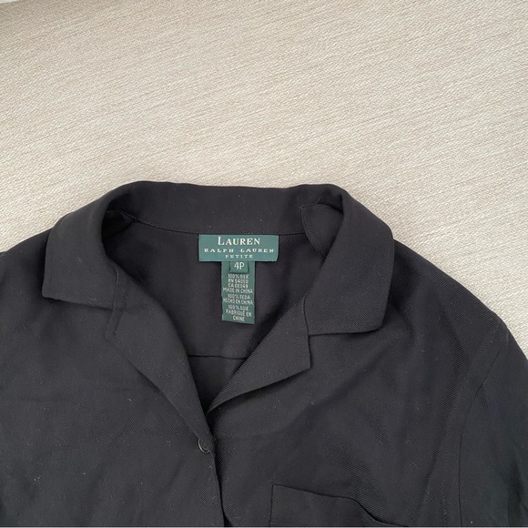 Vintage Lauren Ralph Lauren - Black Mid-Length Silk Shirt Dress - Picture 4 of 4